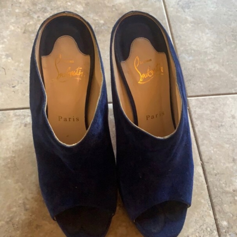Blue Suede Christian Louboutin Mules Size: 61/2